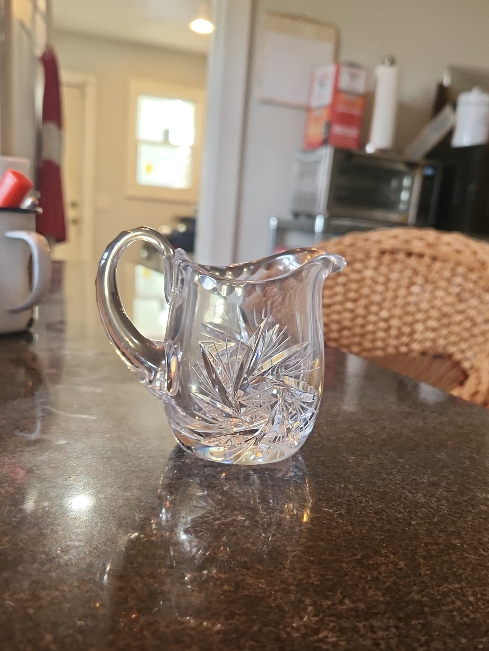 Crystal Cut Glass Creamer Pitcher - Clear